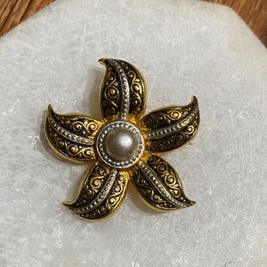 Damascene Floral Brooch